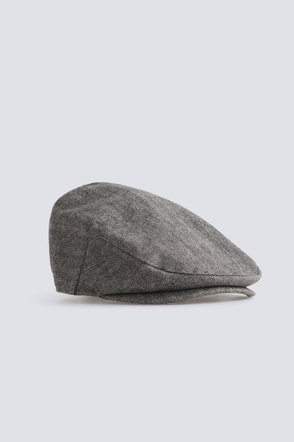 Springfield Textured flat cap grey