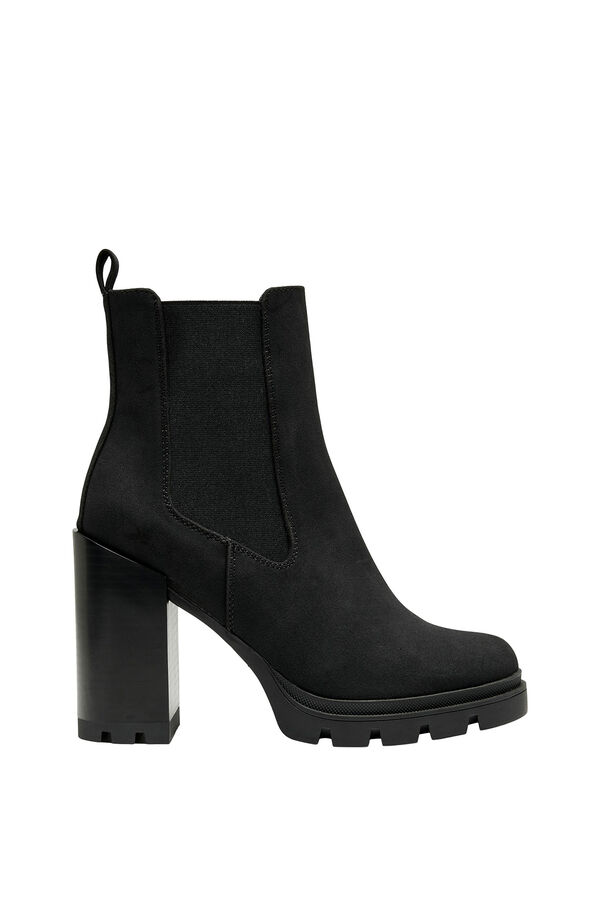 HIGH-HEEL TRACK SOLE ANKLE BOOTS - Black