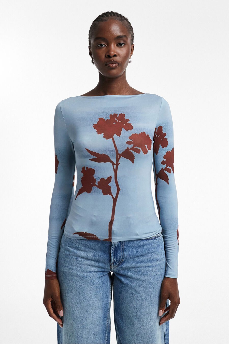 Top estampado manga larga