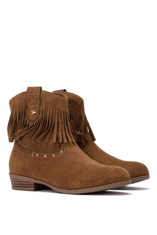 XTI Fringed cowboy ankle boots nude