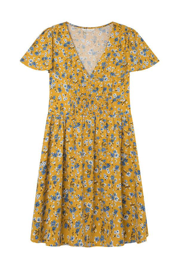 Springfield Kratka haljina sa elastičnim nabiranjem na struku zlatna
