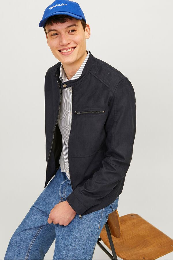 Jack & Jones Suede biker jacket black