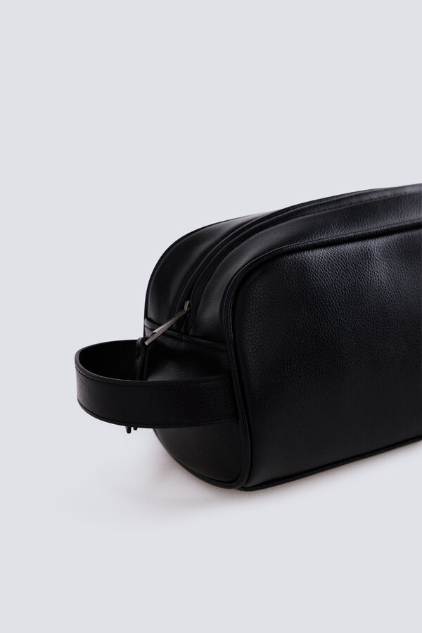 Springfield Trousse de toilette casual effet cuir noire noir