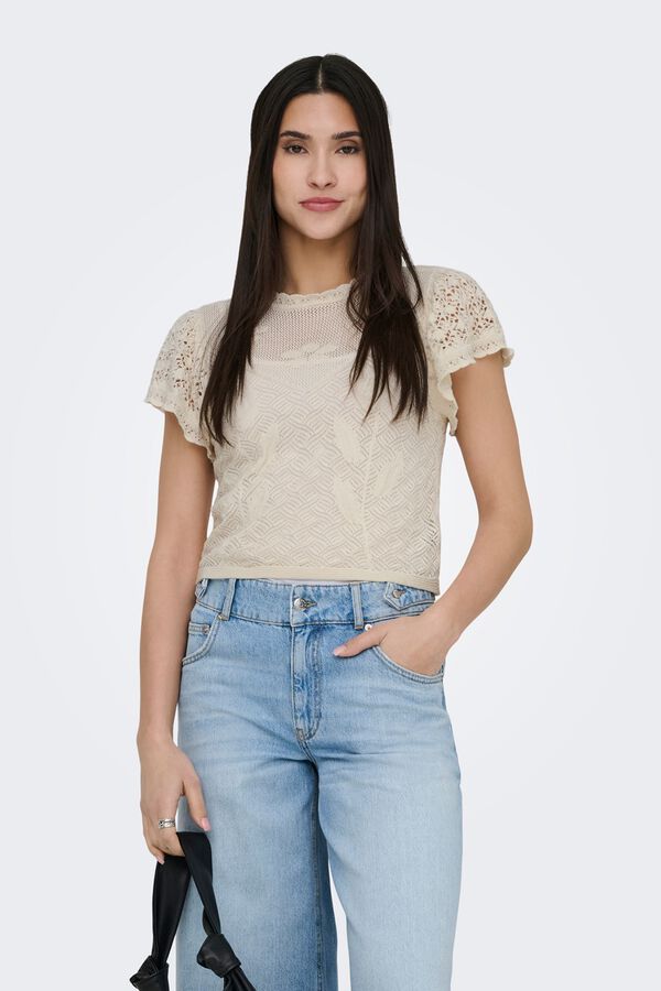 Only Knit structure top beige