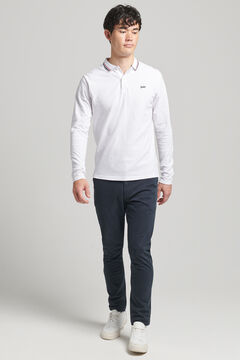 Springfield Long-sleeved tipped polo shirt with Vintage Logo blanc