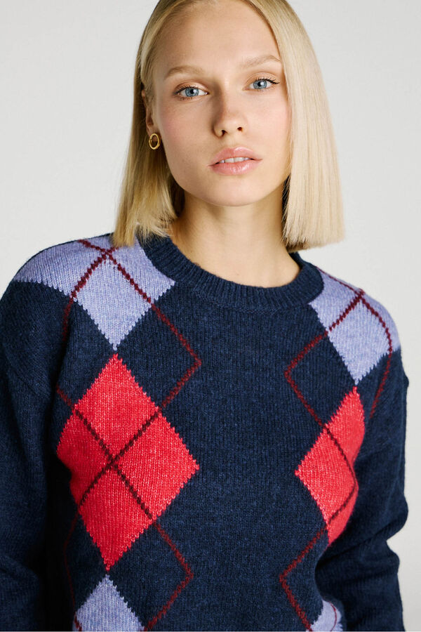 Jack & Jones Jersey de punto rombos azul