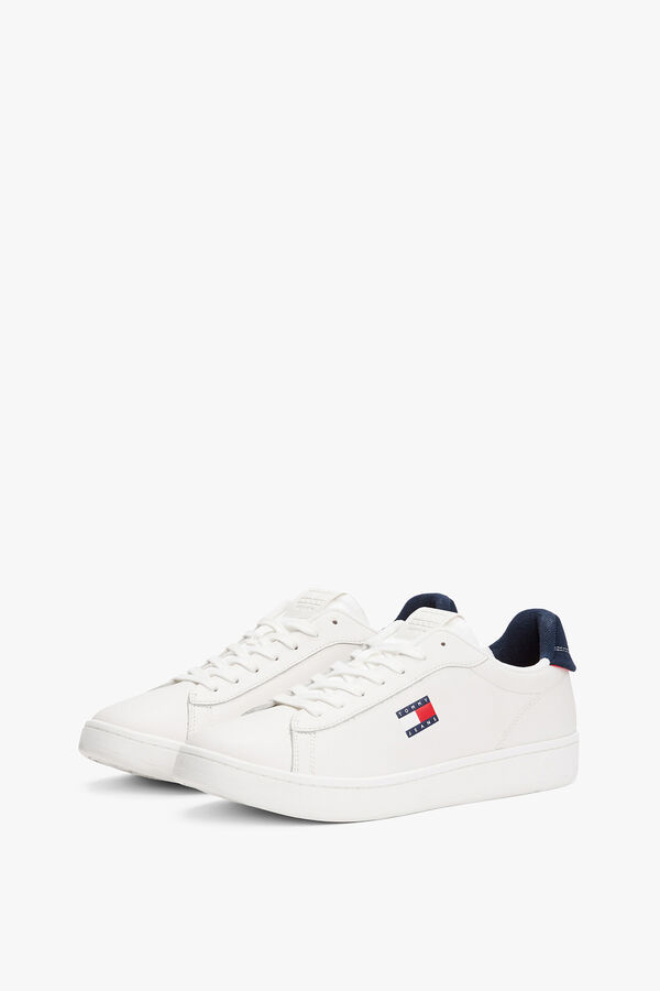 Tommy Jeans Zapatillas blancas con bandera de Tommy Jeans azul