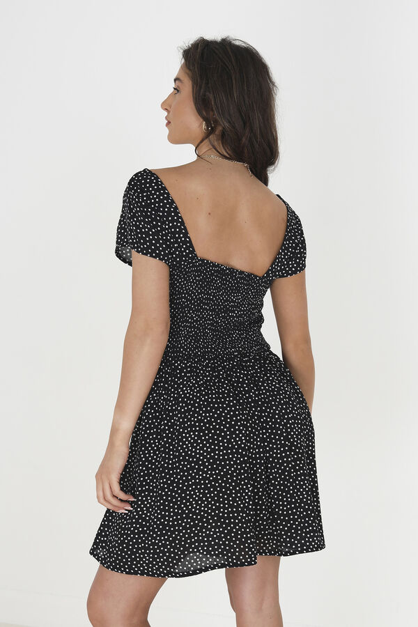 Springfield Polka-dot dress with buttons black