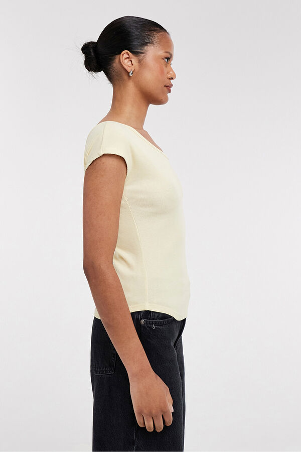 Topshop Top liso cuello pico amarillo