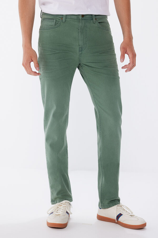 Springfield Pantalon couleur slim fit vert