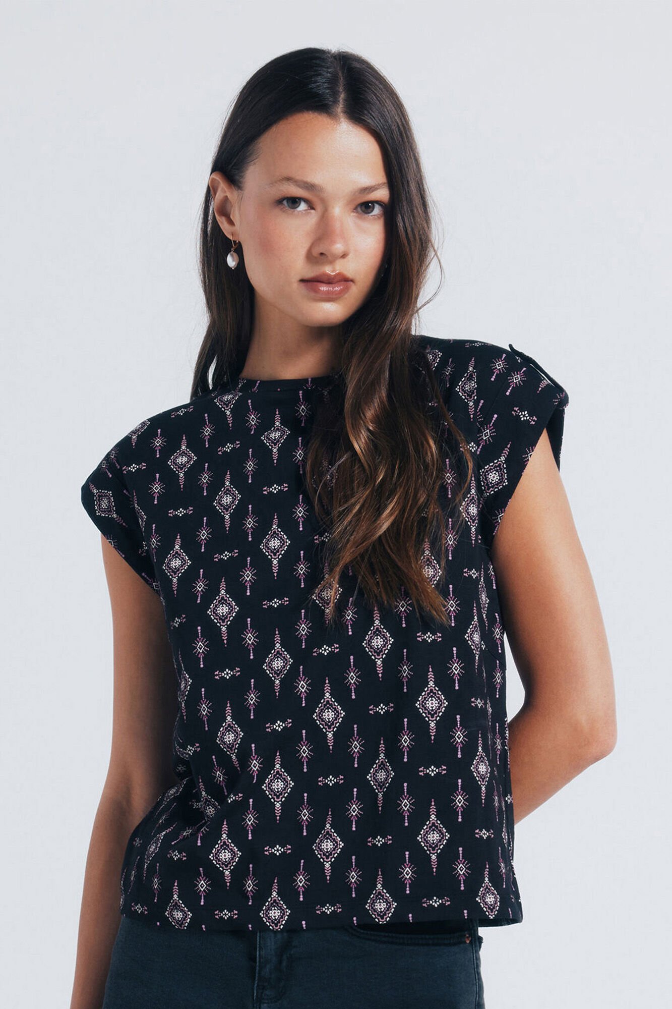 Springfield Printed T-shirt with loop sleeves