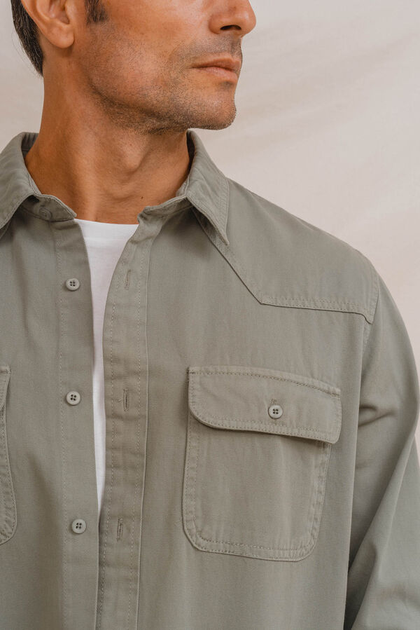 Celopman Baumwoll-Overshirt Gr&uuml;n