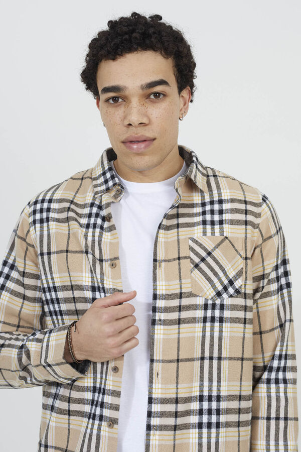 Brave Soul Camisa a cuadros beige