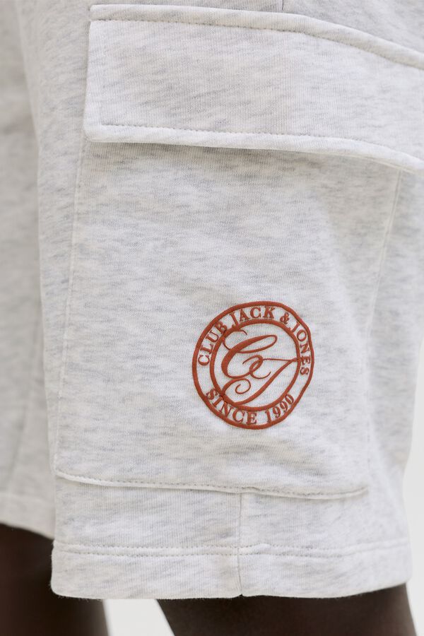 Jack & Jones Regular fit fleece cargo Bermuda shorts white