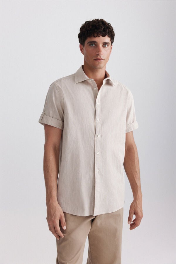 Springfield Short sleeve turn-up shirt grey