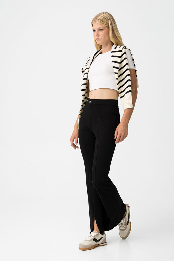 Tiffosi Leggings Flare com Botões Frontais preto