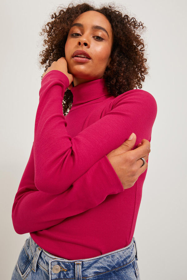 Springfield Fine knit jumper with polo neck crvena