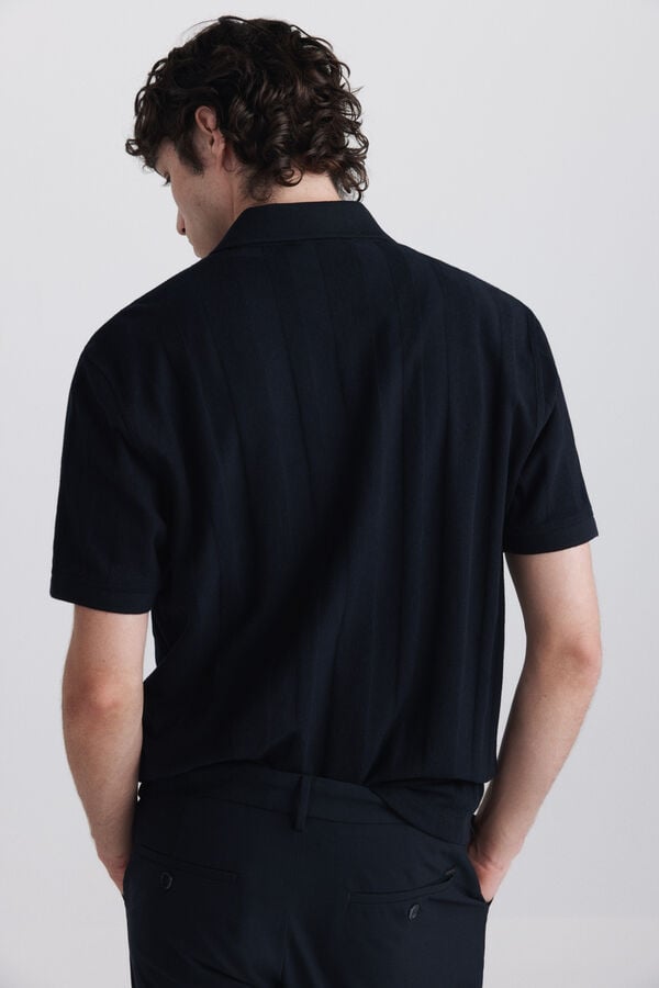 Springfield Regular fit structure polo shirt blue