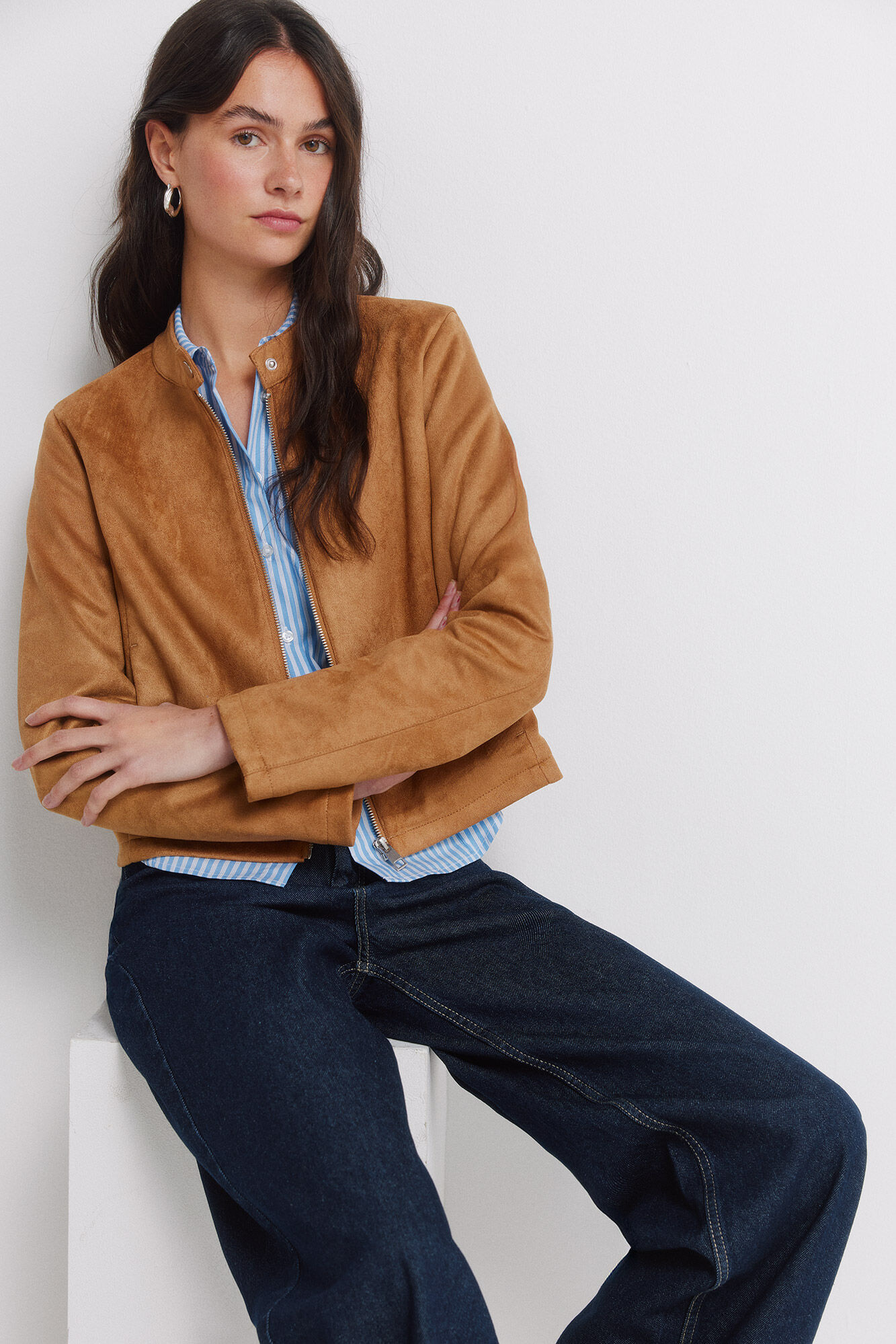 Springfield Faux suede short jacket