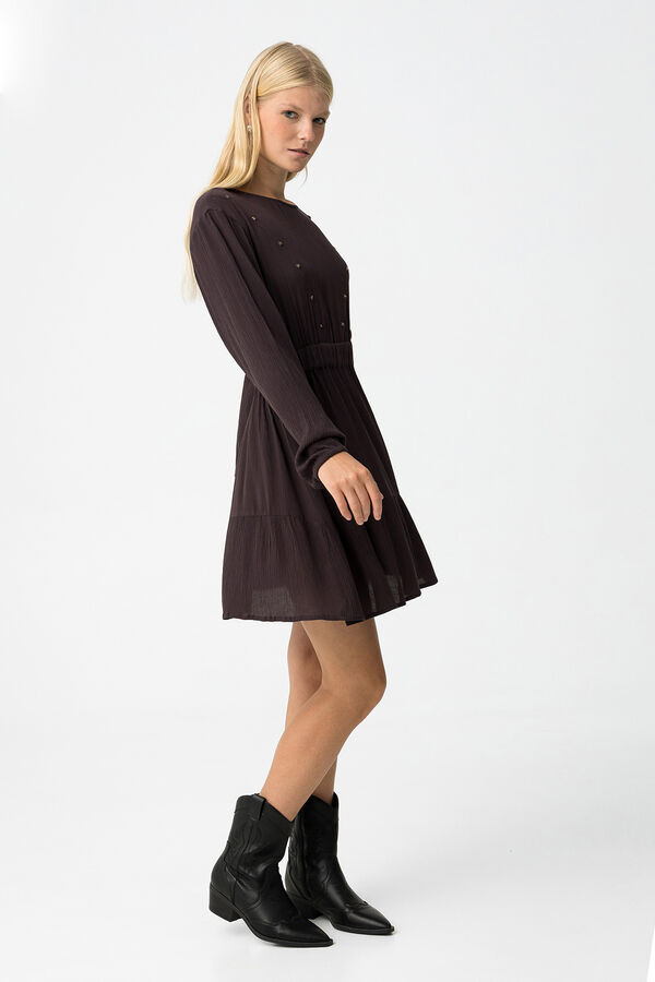 Tiffosi Dress with Metallic Details Braon