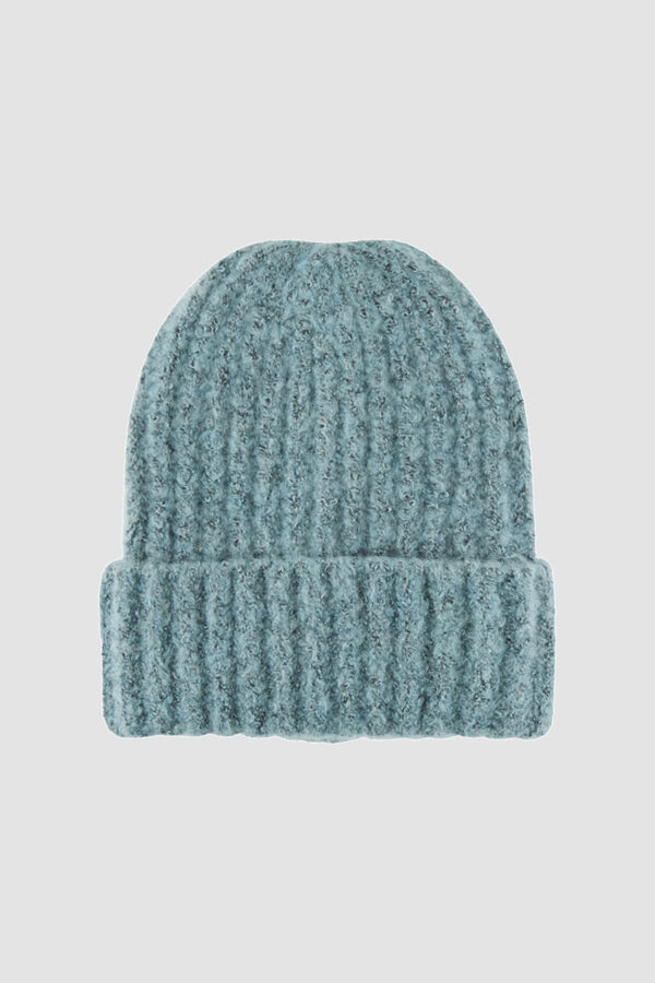 Pieces Structured jersey-knit beanie hat grey