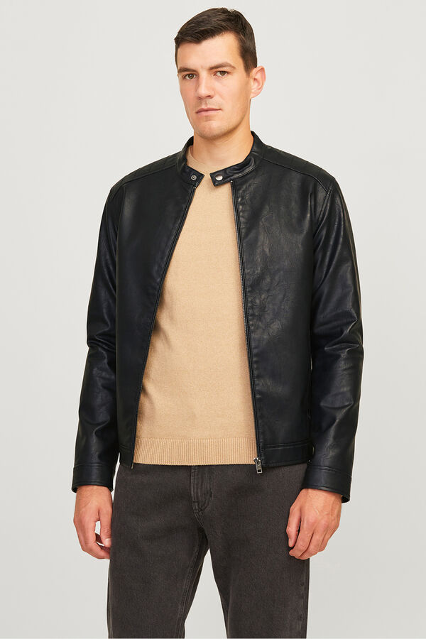 JJ REBEL Chaqueta biker sint&eacute;tica corta negro