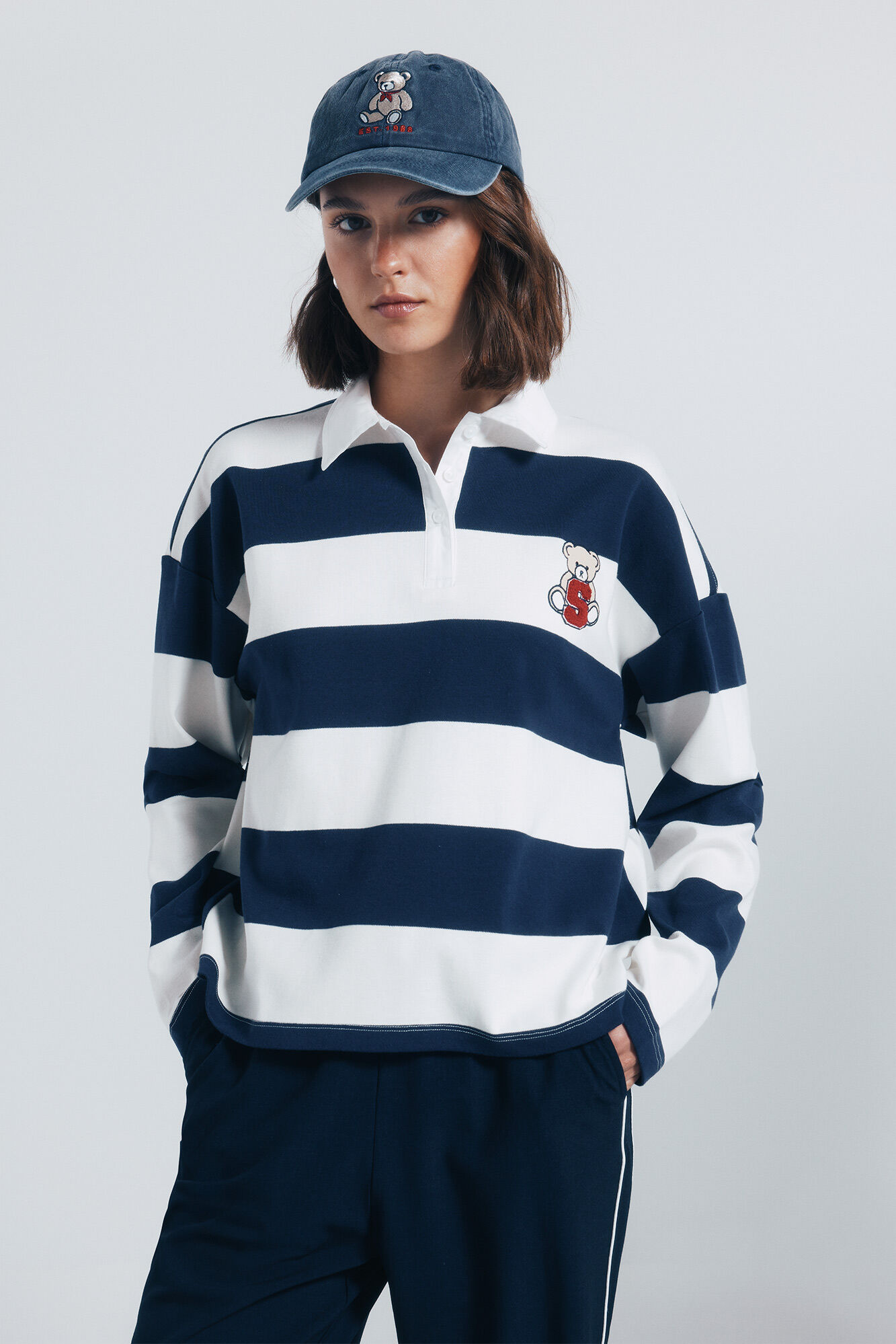 Springfield striped polo with embroidered detail