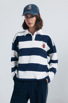 Springfield striped polo with embroidered detail blue