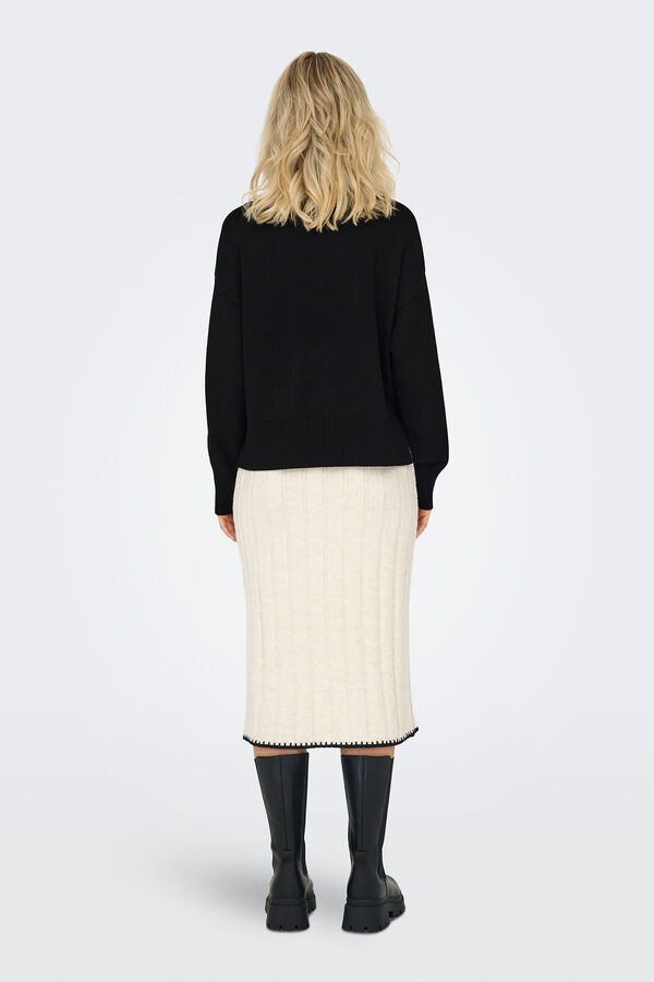 Only Jersey de punto con cuello subido negro