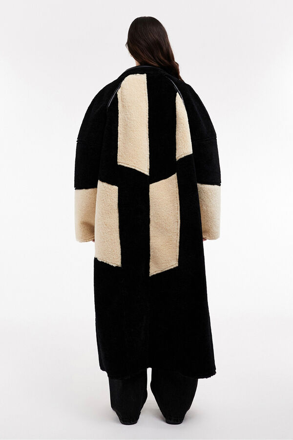 Topshop Abrigo largo bicolor combinado. negro