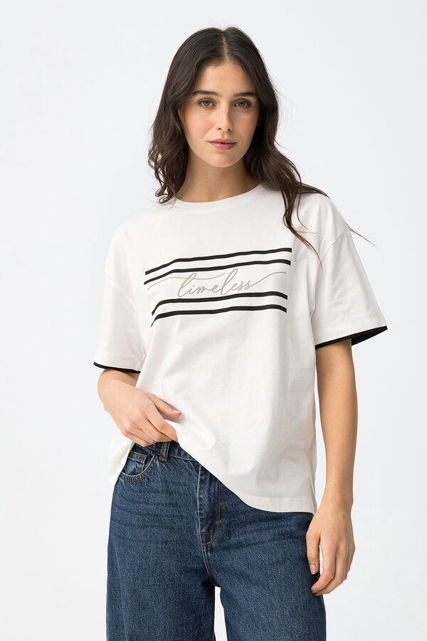 Tiffosi Basic printed T-shirt beige