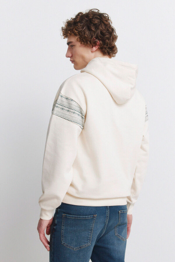 Springfield Sweat-shirt &agrave; capuche poche ethnique blanc