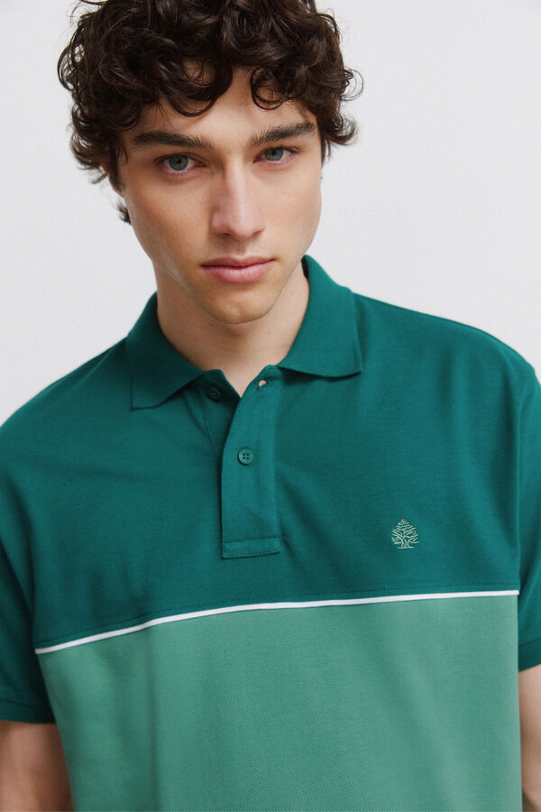 Springfield Colour block sport polo shirt green