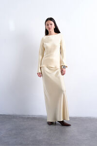 Topshop Top acetinado de manga comprida