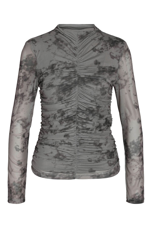 Noisy May Mesh top with gathered front  grey