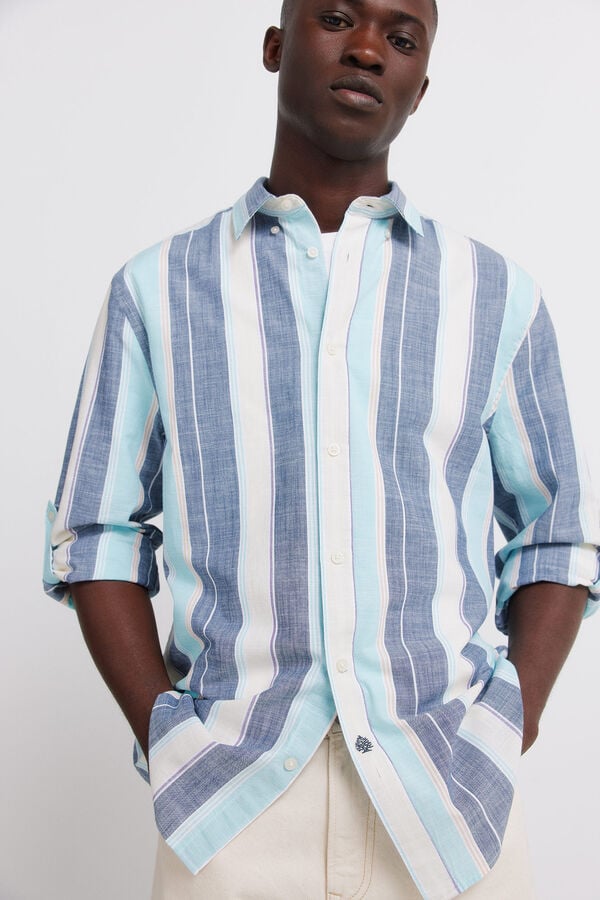 Springfield Striped cotton shirt blue