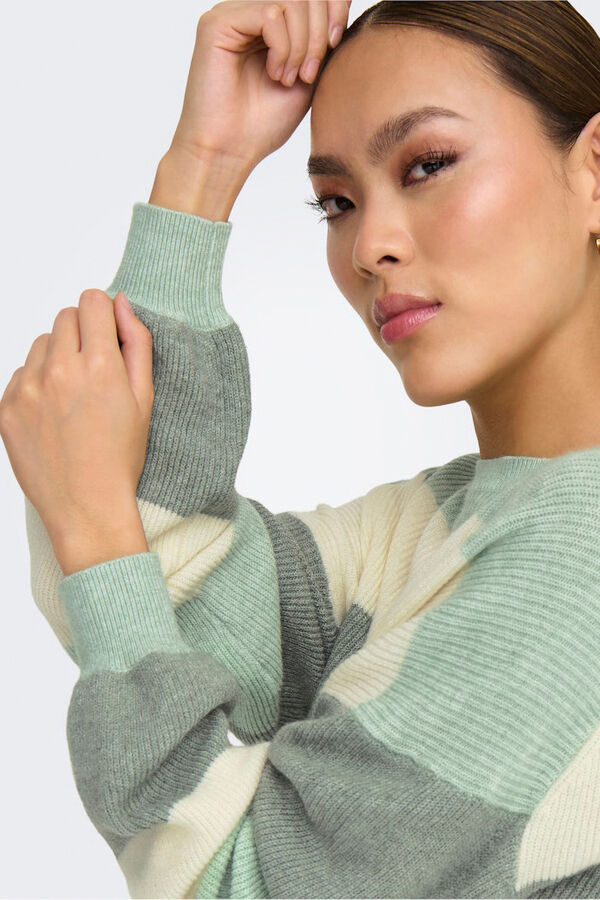 Only Striped round neck jumper beige