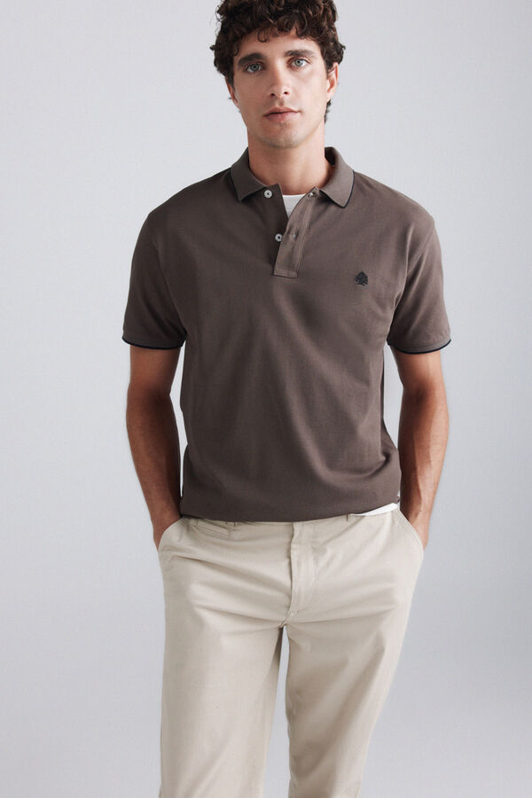 Springfield Polo piqu&eacute; contrastes slim fit nude