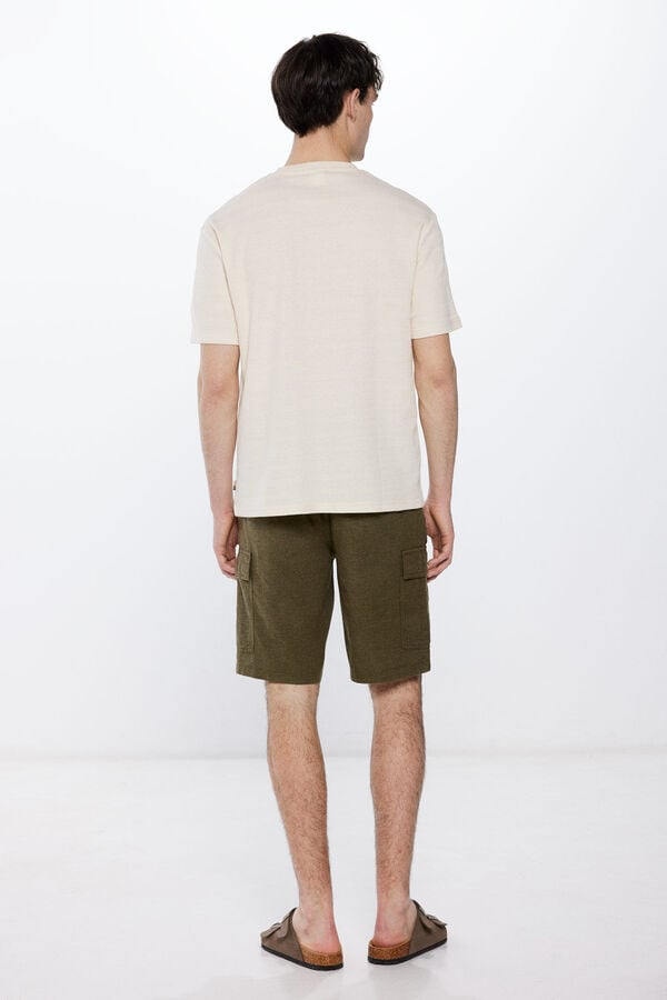 Springfield Comfort fit linen cargo Bermuda shorts khaki