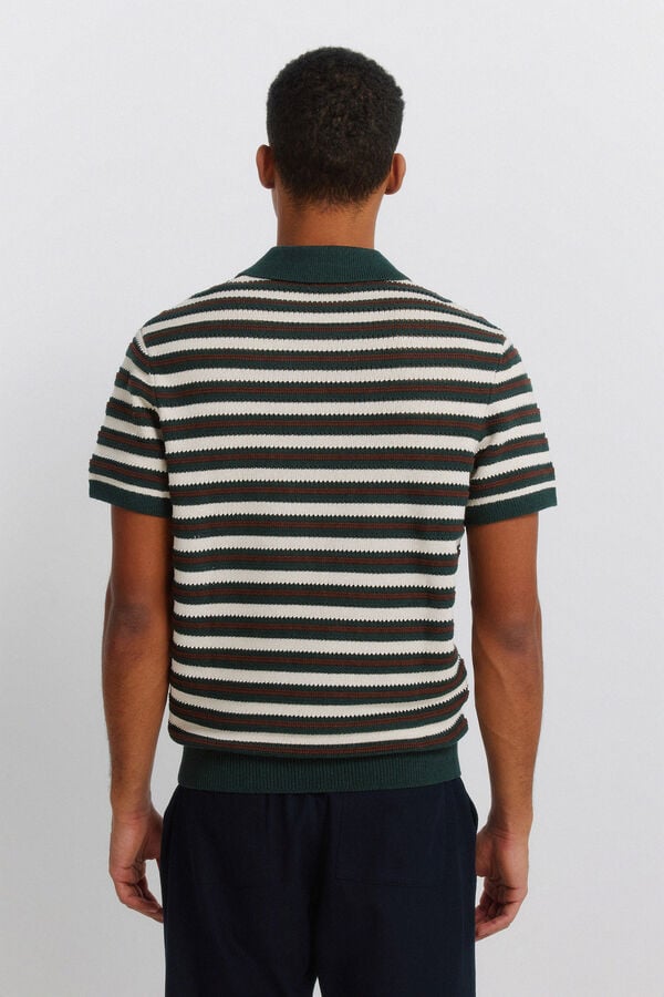 Springfield Structured striped polo shirt blue