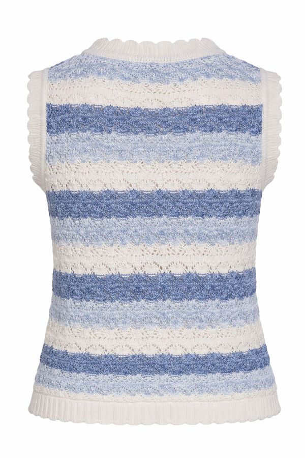 Noisy May Sleeveless pointelle knit top blue