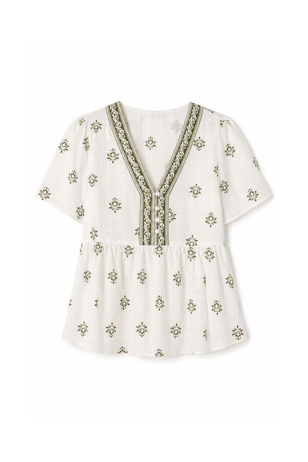 Springfield Peplum shirt with neckline details beige