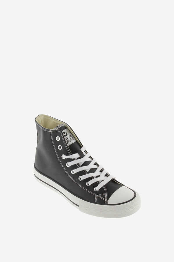 Springfield  leather effect high-top sneakers with white laces crna