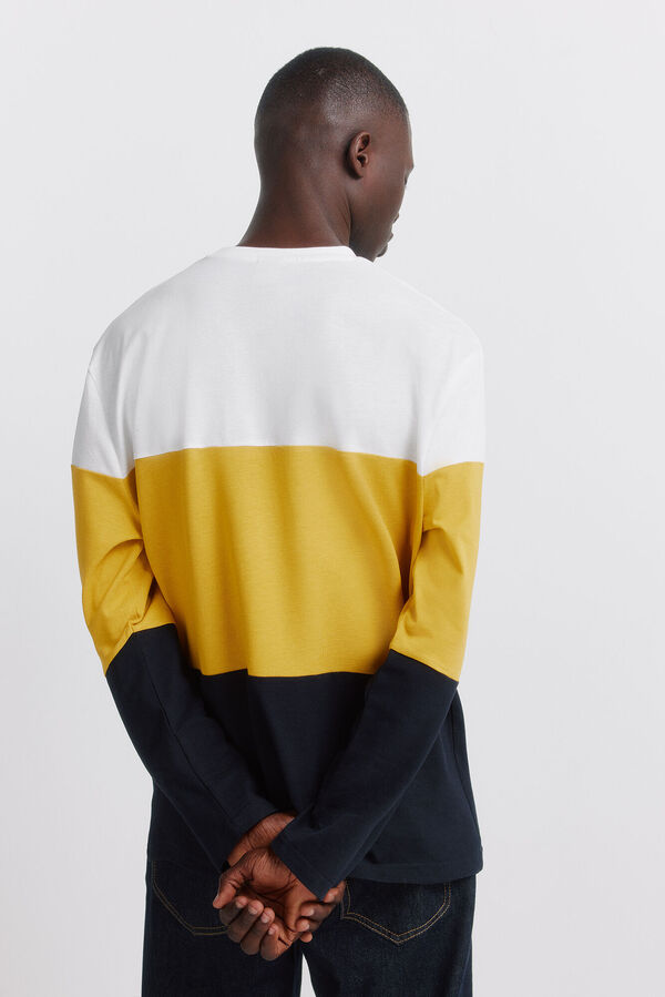 Springfield long sleeve piqu&eacute; block t-shirt beige
