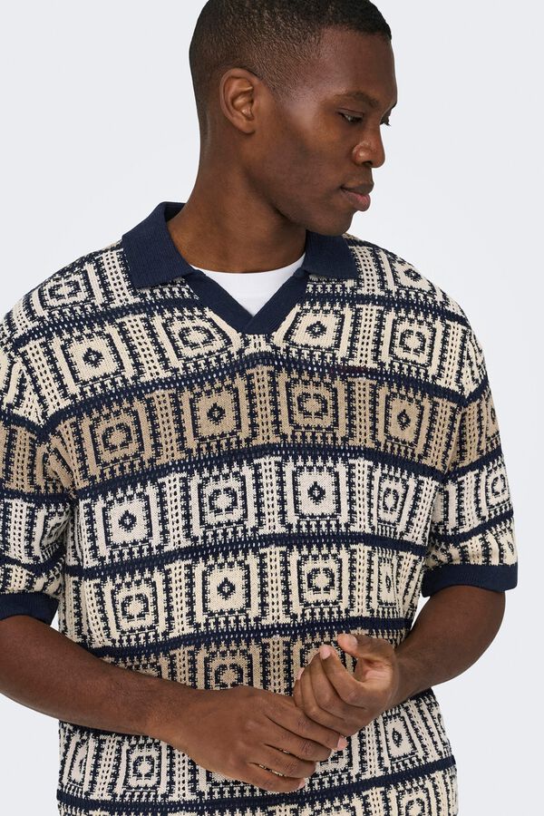 Only & Sons Short sleeve knit polo shirt blue