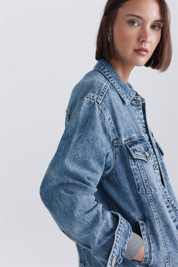 Springfield Blouson en denim oversize bleu