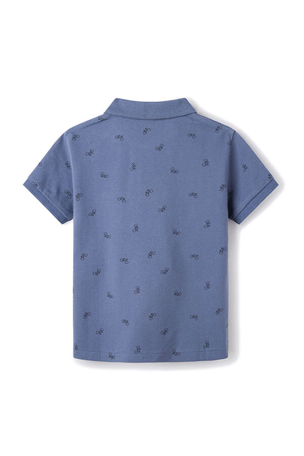 Springfield Boy's all-over print piqué polo shirt blue