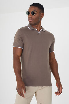 Springfield Polo shirt with contrast colour camel