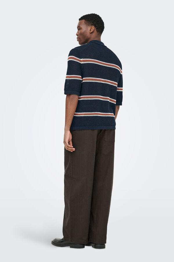 Only & Sons Strick-Poloshirt Blau