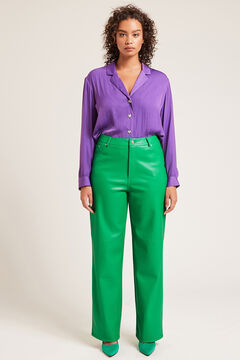 Springfield Faux leather straight-cut trousers green water
